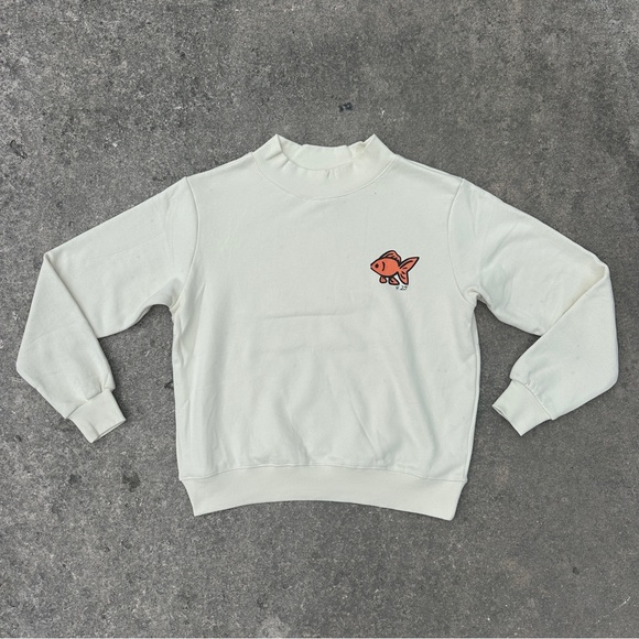 NWOT Parke mockneck white “briland” bahamas sweatshirt - size s/m (small medium) - Picture 3 of 4